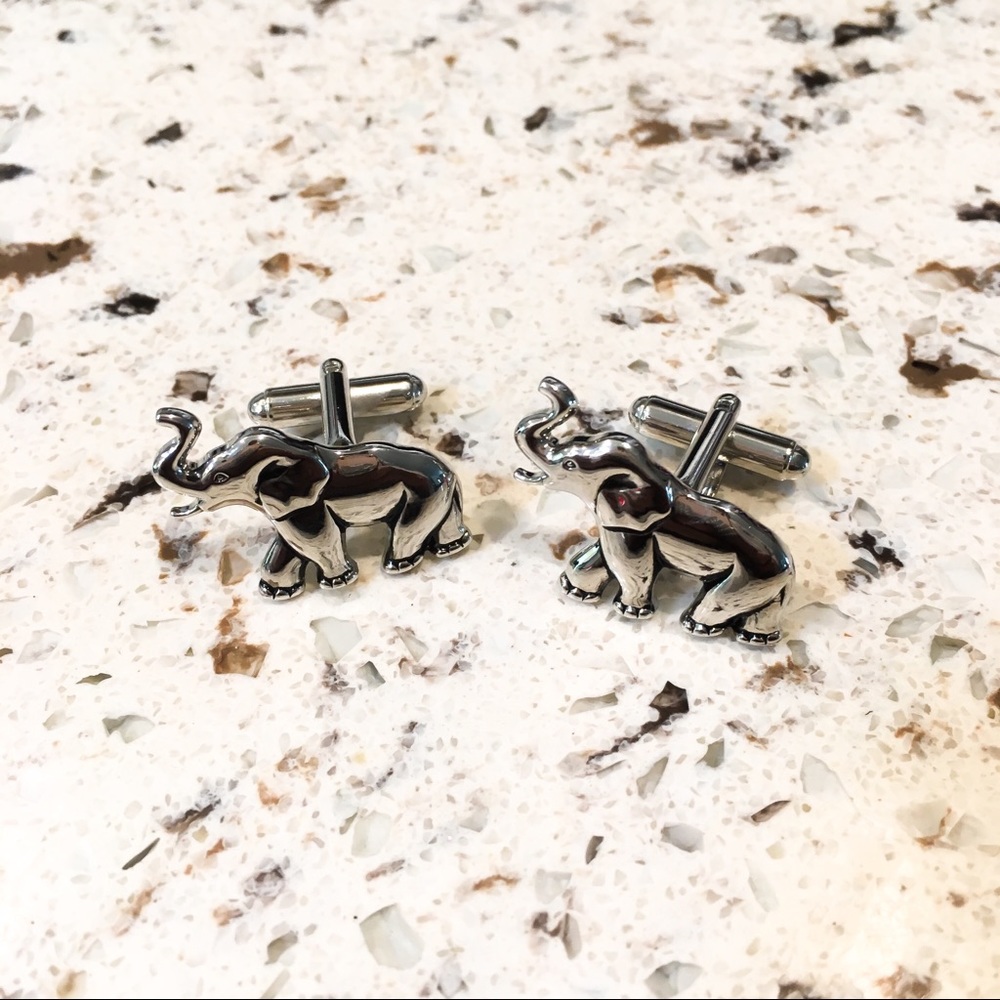 Sterling Silver Elephant Cuff Links